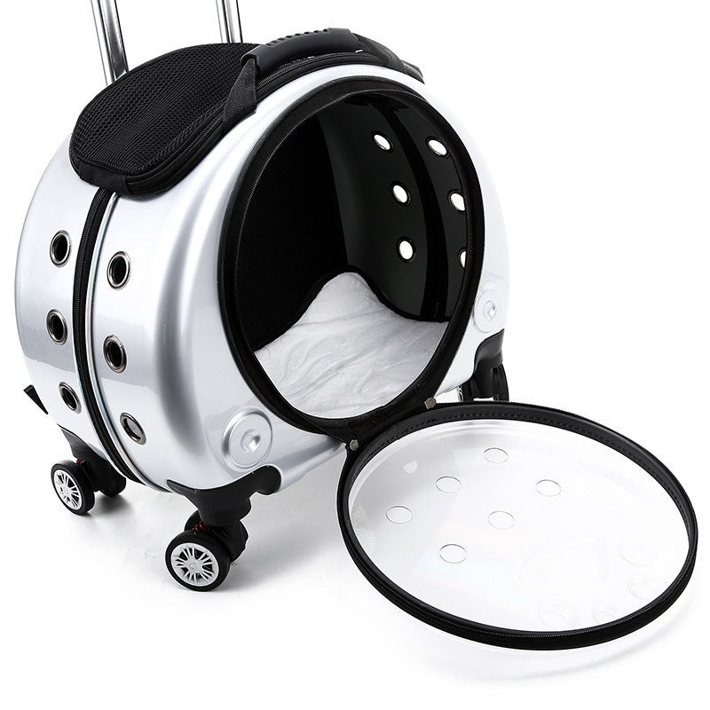 Transparent Pet Travel Carrier with Wheels