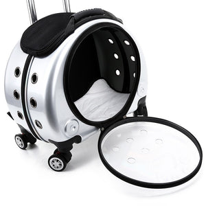 Transparent Pet Travel Carrier with Wheels