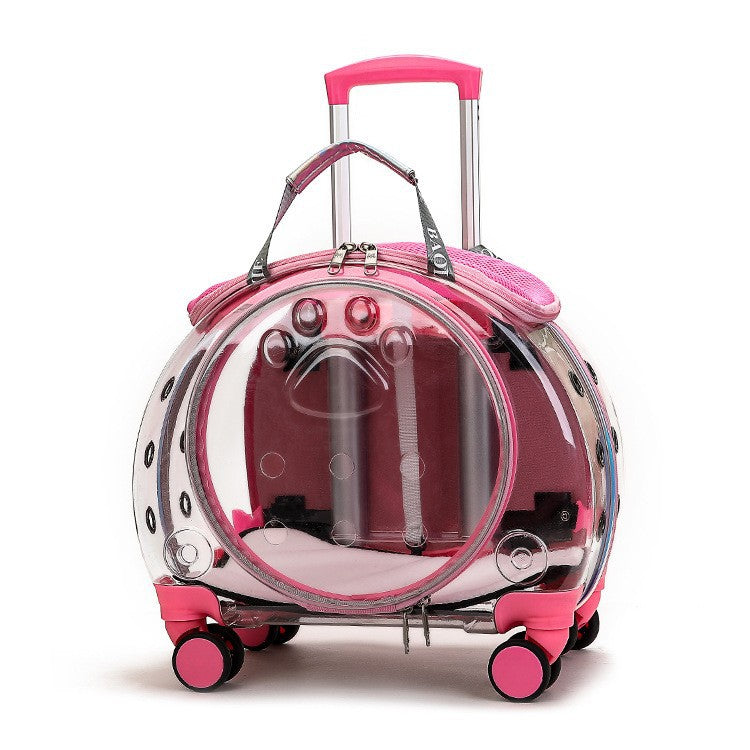 Transparent Pet Travel Carrier with Wheels