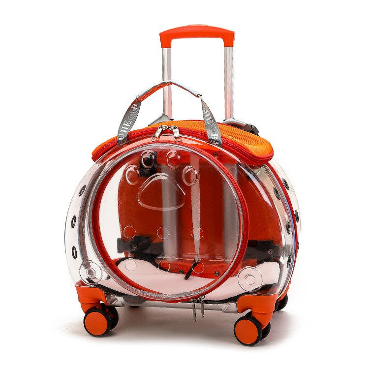 Transparent Pet Travel Carrier with Wheels