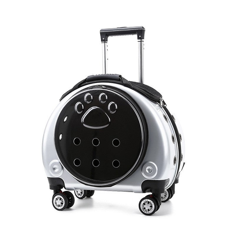 Transparent Pet Travel Carrier with Wheels