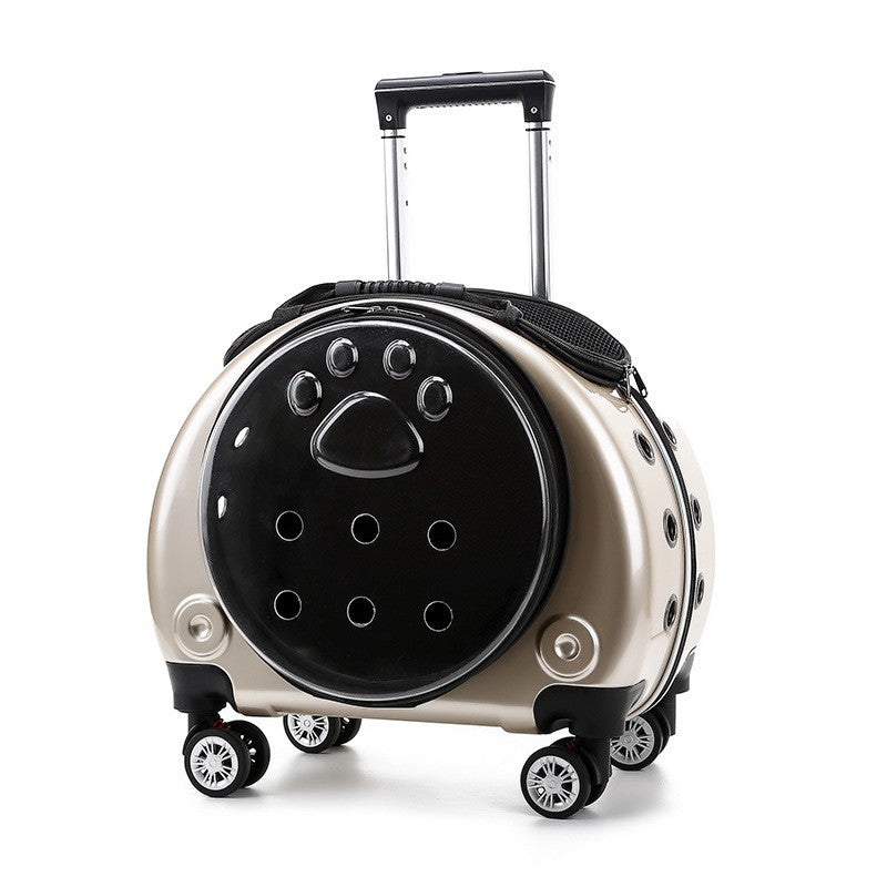 Transparent Pet Travel Carrier with Wheels