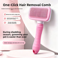 Soft Pin Pet Grooming Comb with One-Touch Hair Removal for Cats and Dogs